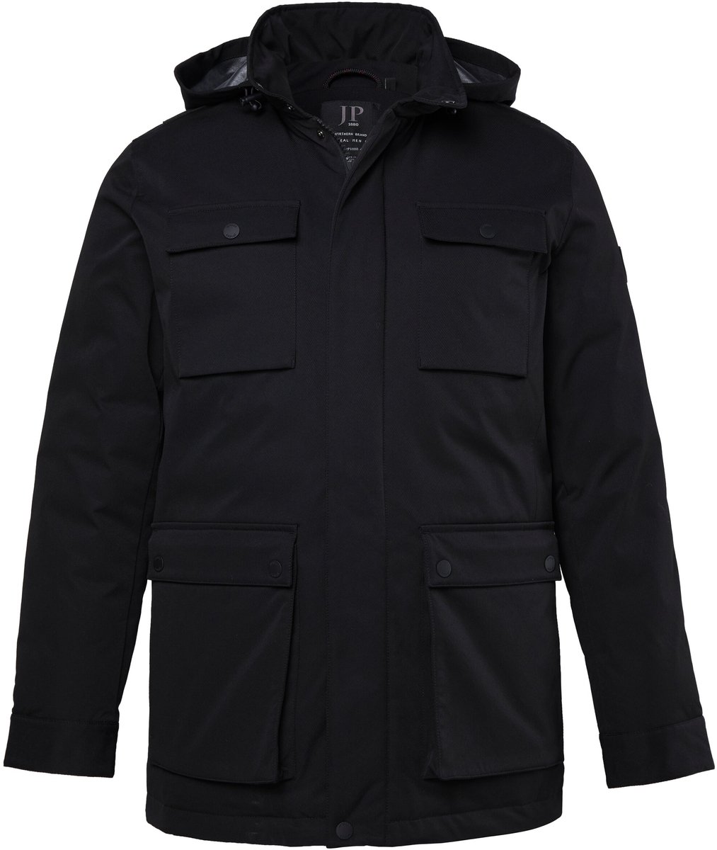 JP 1880 - Heren - Functionele veldjas outdoor capuchon tot 8XL - Zwart - Maat 6XL