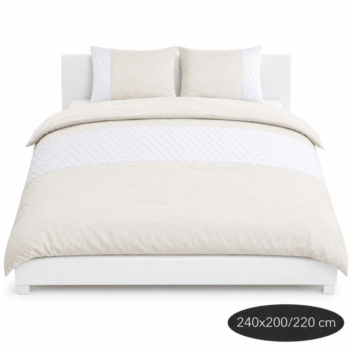 Roden Blue - Diamond Dekbedovertrekset - 240x200/220 - Creme - Wit - Strijkvrij - Anti allergeen - 2 Kussenslopen