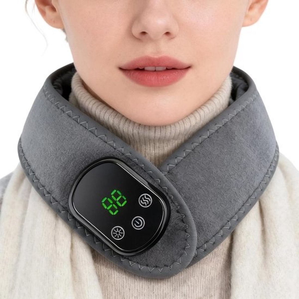 Nekwarmer Hoofdband - Verwarmde Nekband - Spierontspanning - Vijf Warmtestanden - 64 cm lengte - Zwart