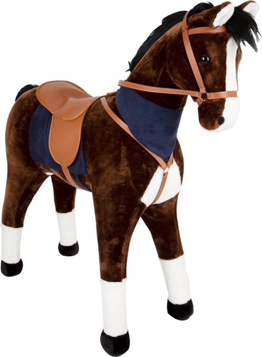 Bruin Stokpaard - Houten Paard - Rollenspel - Met Geluidseffecten - 100x25x75 cm - Meerkleurig