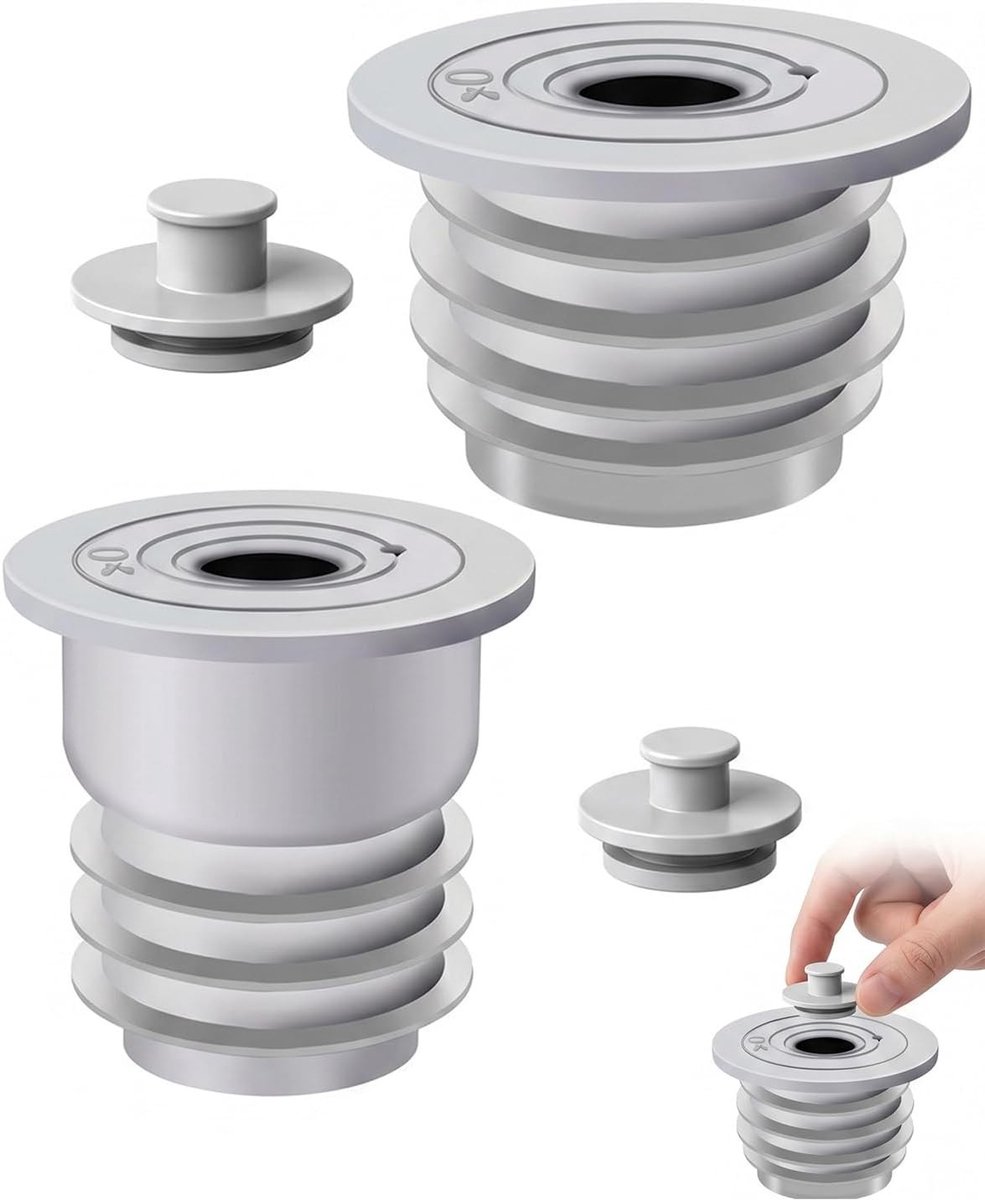 Afvoeradapter set voor wasmachine - 4-delige set voor 2 maten & Ø60mm - geurstop, terugslagklep en afvoerafdichting tegen geur, ongedierte en terugstroming in de badkamer.