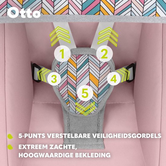 Baby Wipstoel - Schommelstoel Kinderen - Spelen en Ontspannen - Geluidsloze Werking - Tot 9 kg - Roze — afbeelding 2