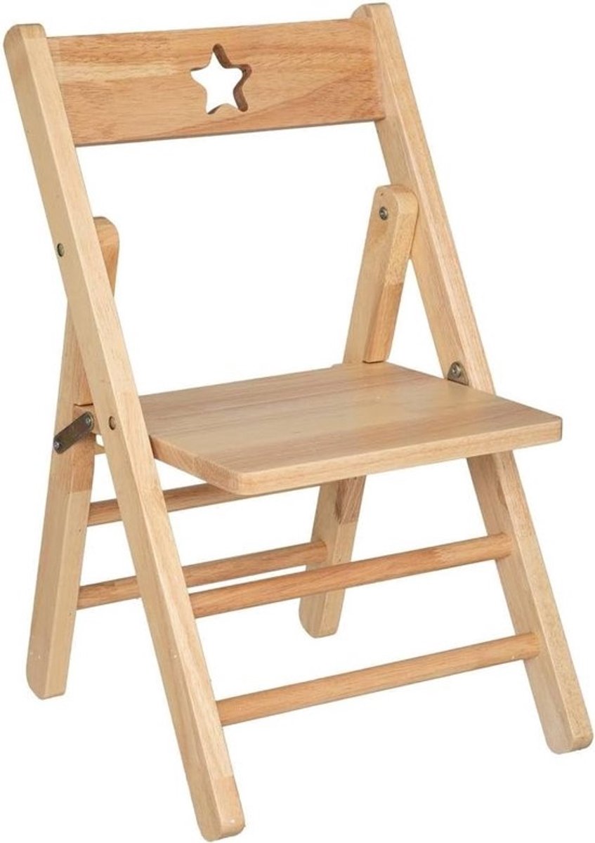 Houten Klapstoel voor Kinderen - Inklapbaar en Stevig - Natuurlijk Hout - Beige