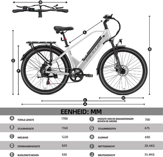BEKUP V2 E-bike - 25 km/u - 26inch - 75km actieradius - 250W motor - 36V 14.5Ah accu - zilver — afbeelding 5