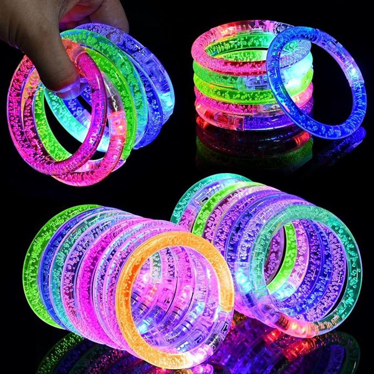 24 stuks Party-accessoires, voor kinderen en volwassenen, ledlichtspeelgoed, knipperende armbanden en brillen, lichten op in het donker, verjaardagscadeau, prijzendoos