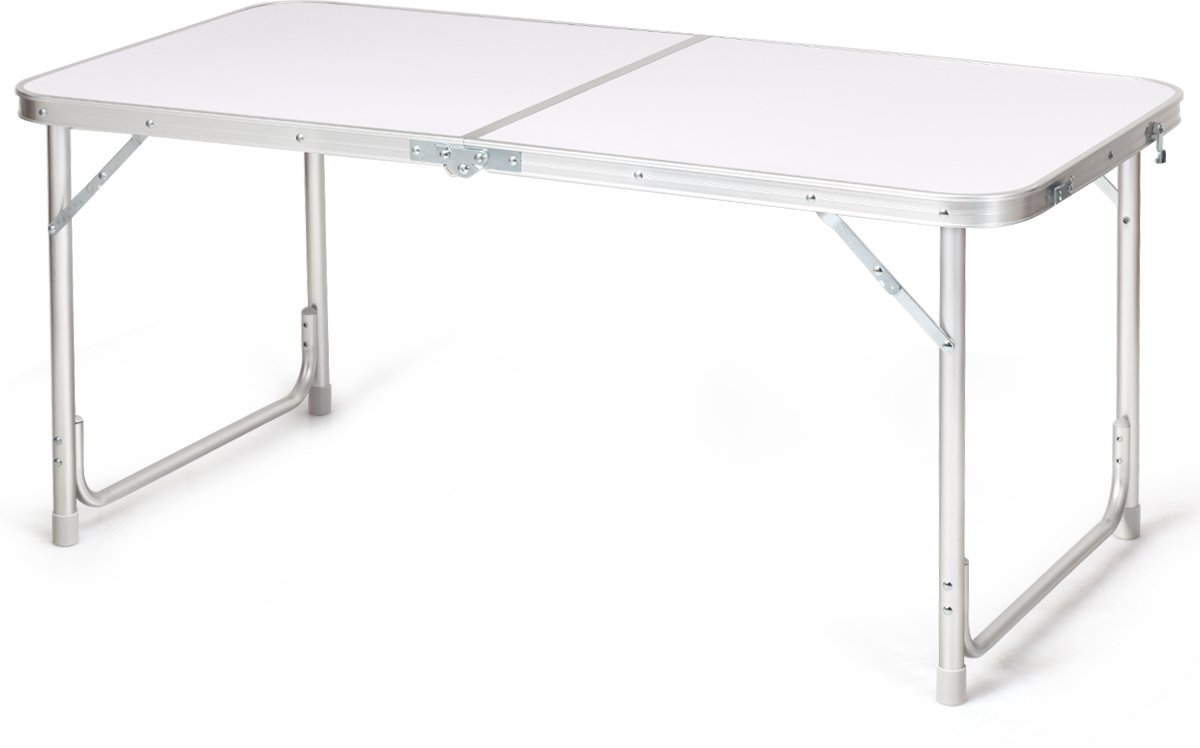 SureDeal® - Tuintafel - Campingtafel - Grote Opbergruimte Reiskeuken - 120x60x54 cm - Wit + Donkerblauw