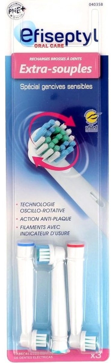 Opzetborstels Elektrische Tandenborstel - Compatibel met Oscillerende Rotatie - Voor Gevoelig Tandvlees - Met Slijtage-indicator - 3 Stuks Navulverpakking