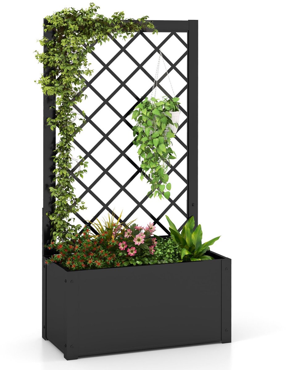 SureDeal® - Plantenbak - Hoge bak - Klimrek Metalen - Klimplanten Groenten Klimplanten - 63x31x112 cm - Zwart
