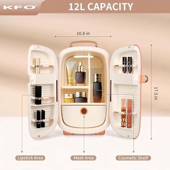 12L Mini Koelkast voor Cosmetica & Huidverzorging met LED Display - Make-up Koeler voor Thuis en Kantoor — afbeelding 2