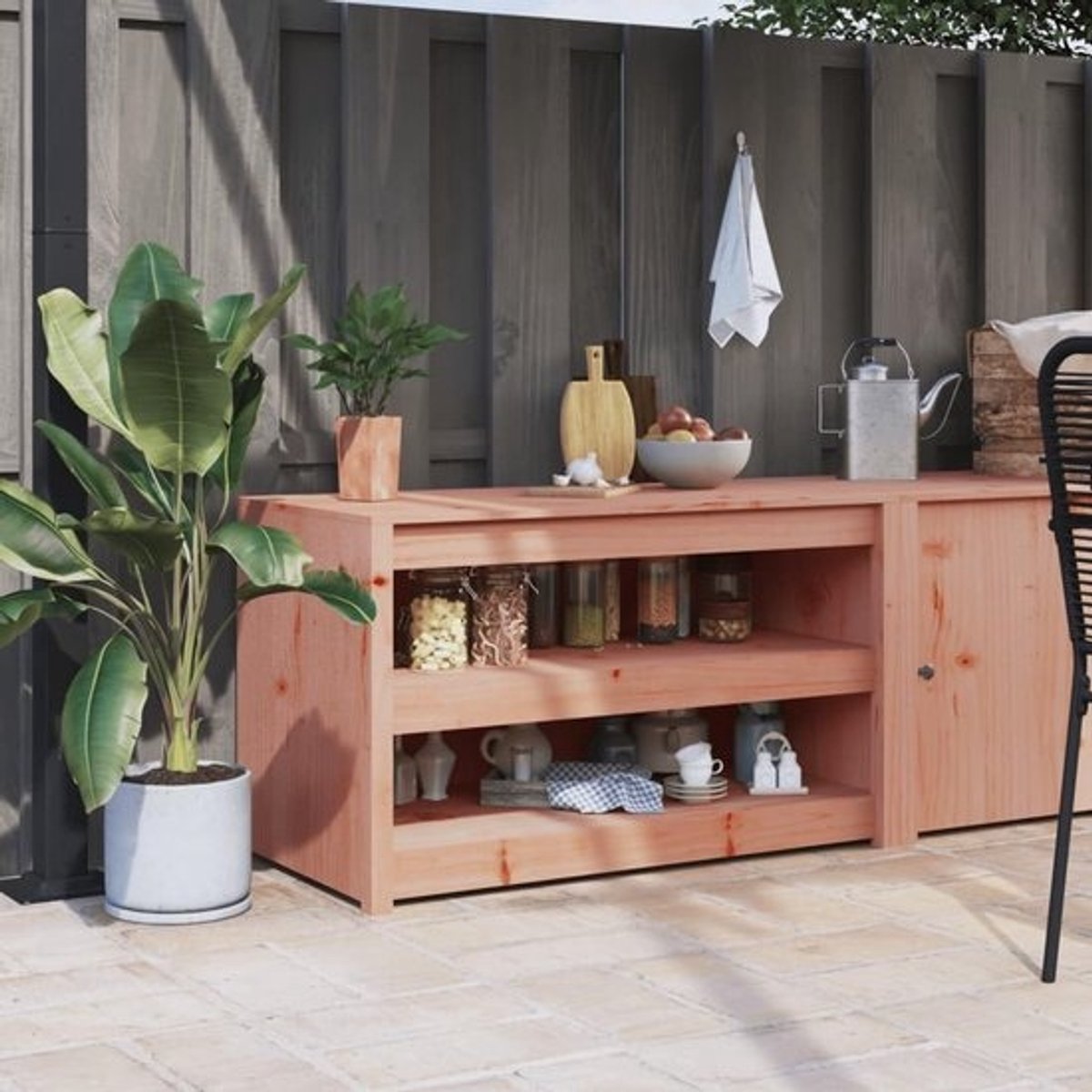 Buitenkeuken Kasten - Tuinkast Opbergkast - Buiten Koken - Modulair Ontwerp - 106 x 55 x 64 cm - Natuurlijk Douglas