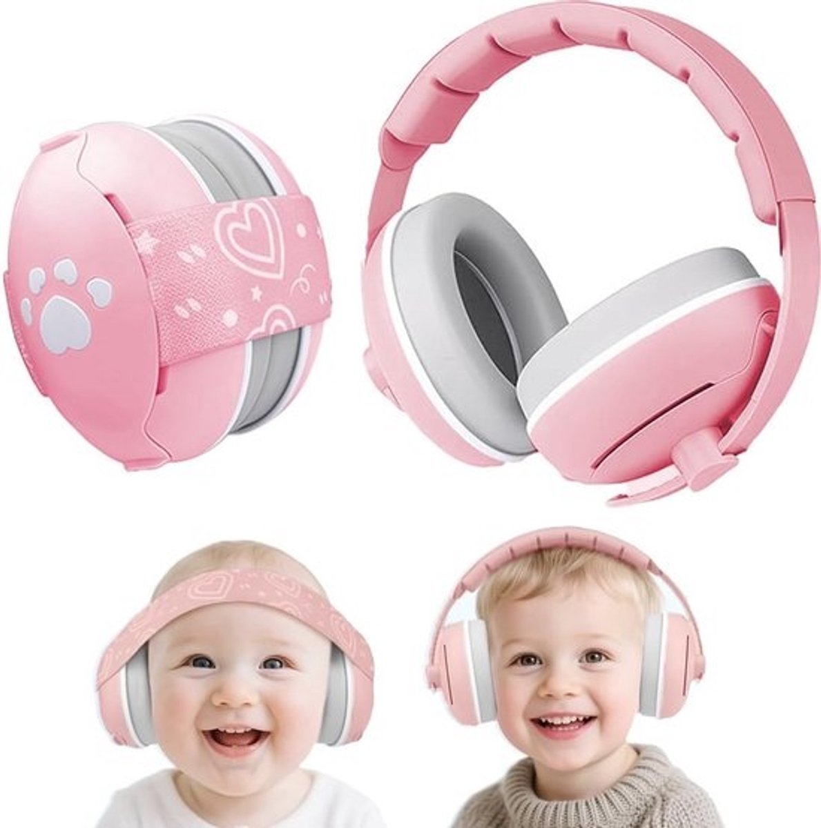 Baby Oorkappen met 25 dB Geluidsbescherming, Hartvormige Hoofdtelefoon voor Kinderen, Geluiddemping en Veiligheid tot 48 Maanden