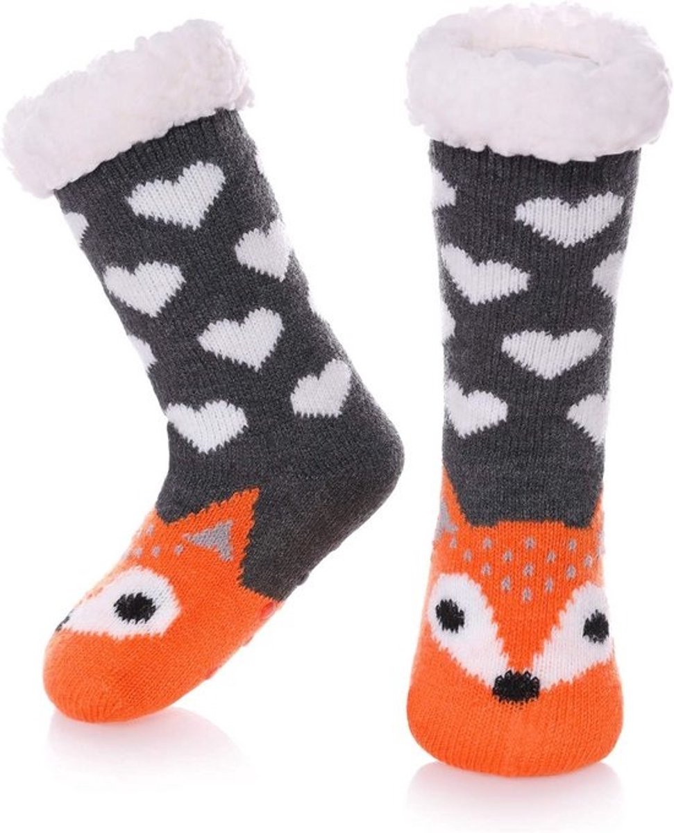 Schattige Dieren Slippersokken voor Kinderen - Zachte en Warme Fleece Gevoerde Winter Sokken