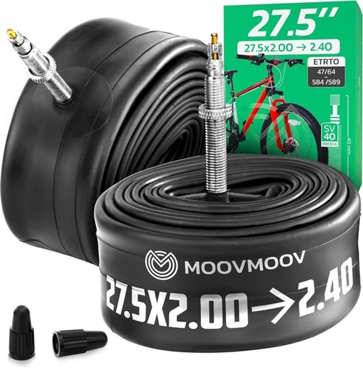 Binnenband 27.5 Inch met Presta-ventiel - Compatibel met banden 27.5x2.0 tot 27.5x2.40 (ETRTO 47-584 t/m 64-584) - Set van 2 stuks