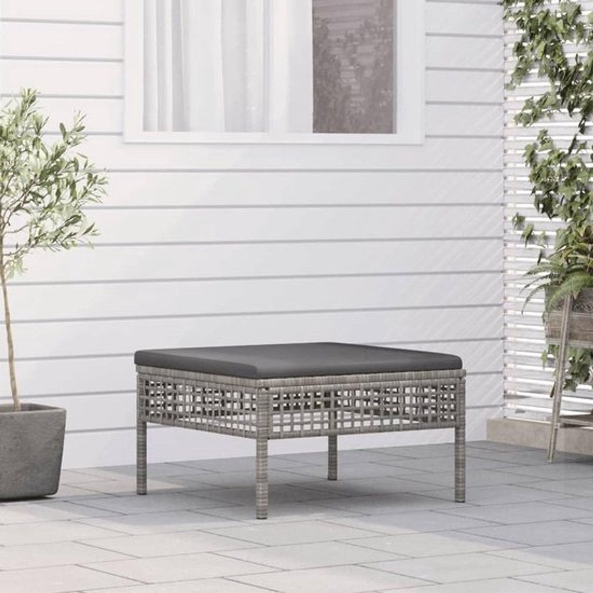 Tuin Voetenbank - Hocker Poef - Buiten Ontspannen - Modulair Ontwerp - 32 cm Zithoogte - Grijs