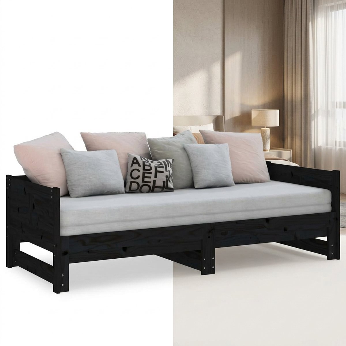 GranMaison Slaapbank - Uitklapbaar - Slaapstoel - Logeerbed - Zetelbed - Slaapfauteuil - Vouwbed - 1 persoons - Zeer comfortabel - Zwart