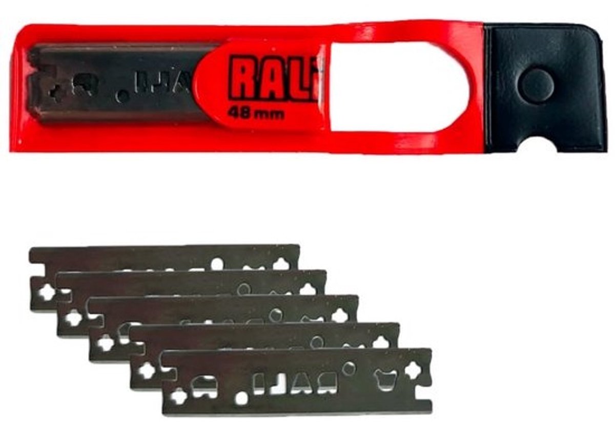 Set van 5 Schaalbare 48 mm Schuurmessen voor Zwevende Schaar, Bi-Cut Technologie, Geschikt voor Hard- en Zachthout, Chrome Staal, Omkeerbaar, Professioneel