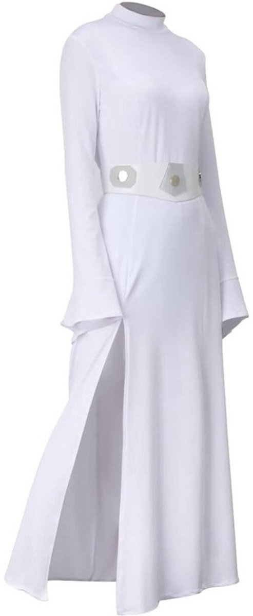 Witte Lange Jurk met Riem voor Dames - Halloween, Carnaval en Cosplay Kostuum