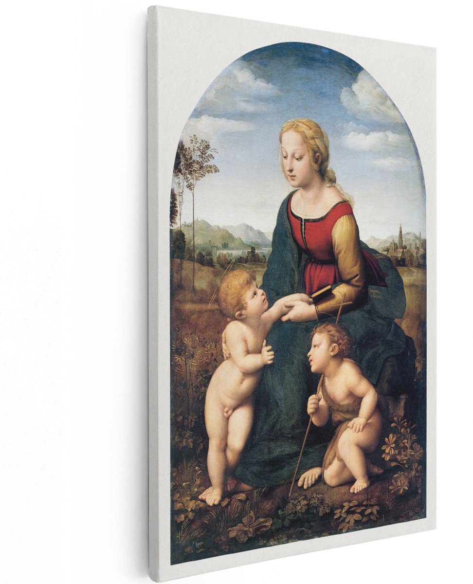 Artaza Canvas Schilderij Madonna Met Kind - 120x180 cm - Groot - Wanddecoratie Rafaël - Muurdecoratie Oude Meesters - Decoratie Klassiek Renaissance