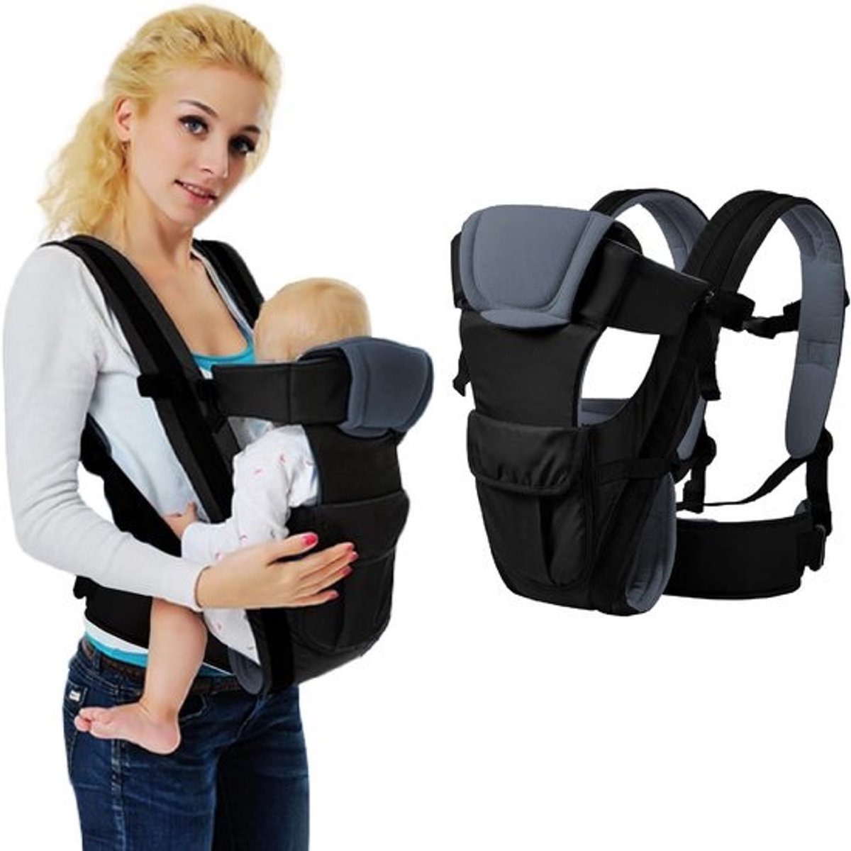 IULONEE Ergonomische Draagzak Lichtgewicht Babydrager Draagzak Voor Peuter Baby Draagdoeken Verstelbare Baby Draagzak Multifunctionele Draagdoek Voor Baby's En Kinderen Van 3-36 Maanden (Zwart)