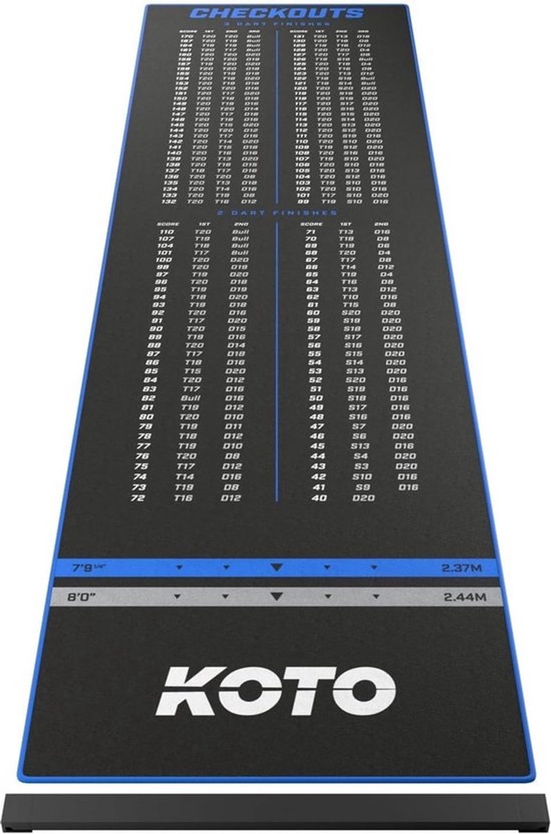 Dartmat met Checkout en Oche - 285 x 80cm voor optimale bescherming