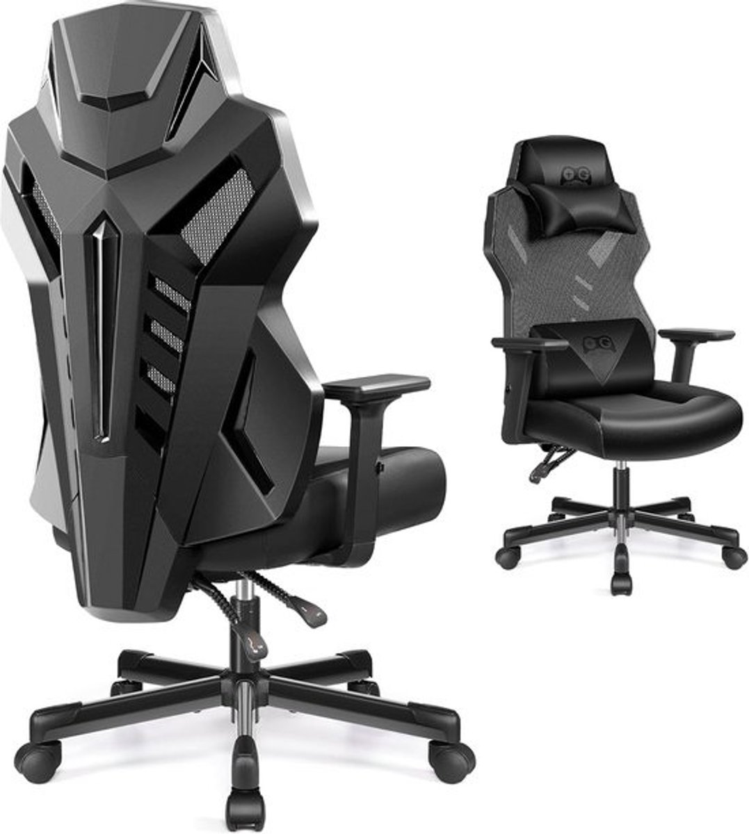 Ergonomische Gamingstoel met Verstelbare Rugleuning en Lendensteun - Ademend en Draaibaar - Zwart-Rood