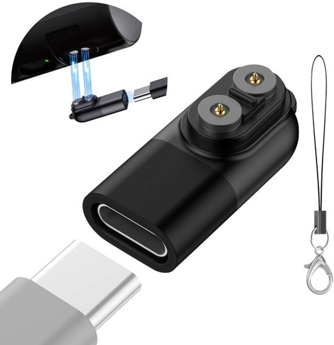 Type C Oplaadadapter voor LEDLENSER P&H Modellen - Geschikt voor H5R, H7R, H15R, P18R - Inclusief Magnetische Oplader en Oplaadkabel - Zwart