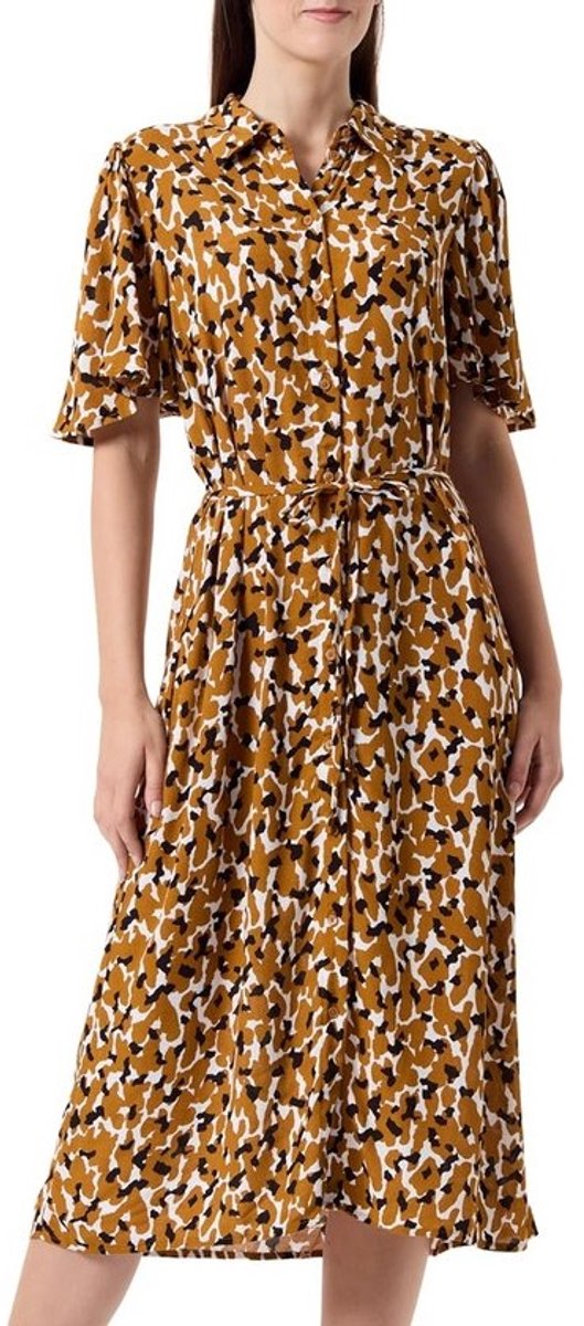 Dames Midi Blousejurk met Reverskraag en Tailleriem