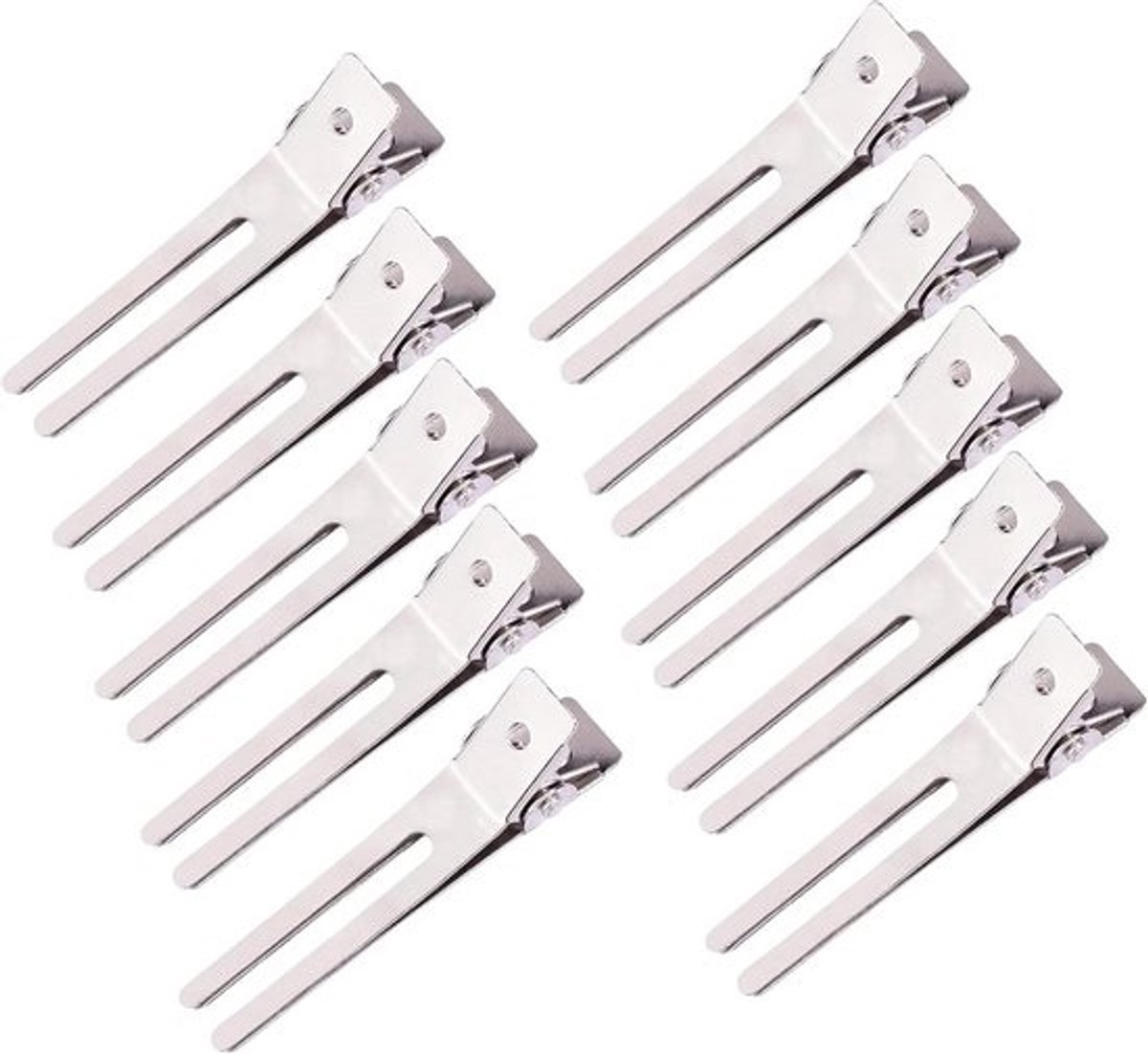 10x Metal Haarspeldjes met Dubbele Pin voor Krullen & Kapsels - Zilveren Klemmen