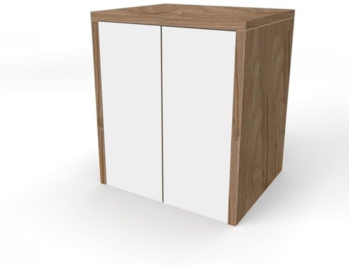 Wastafelmeubel voor Wasmachine of Droger - Houten Kast met 2 Deuren - Ruimtebesparend