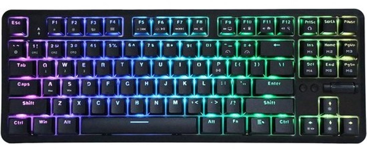 Mechanische Gaming Toetsenbord 87 Toetsen met 18 Kleurrijke Verlichting Draadloos en Bedraad