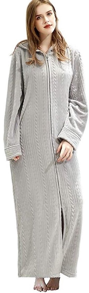 Zachte Coral Fleece Dames Badjas met Rits voor Sauna en Thuisgebruik