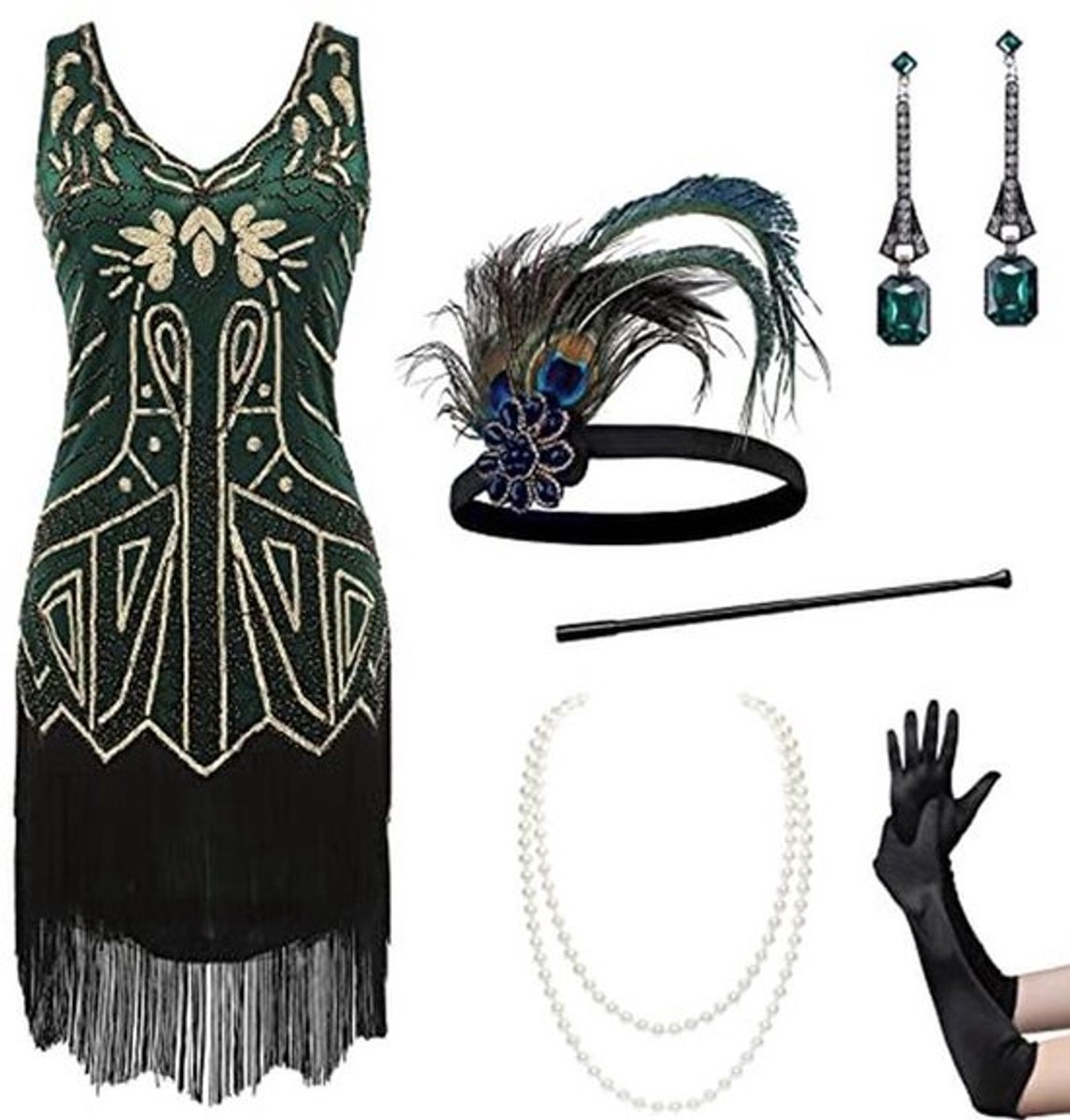 Flapper-jurk voor dames met V-hals - Cocktailjurk