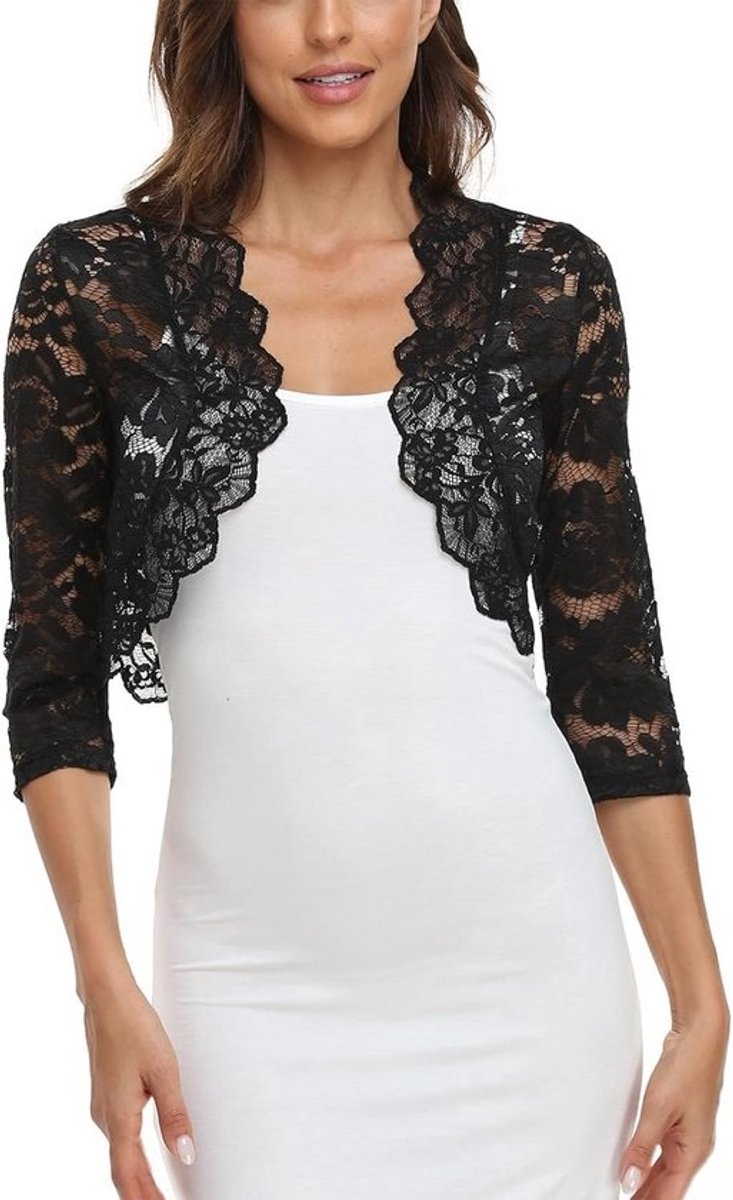 Festieve Dames Bolero van Kant - Kort Cardigan met Driekwart Mouwen voor Bruiloft en Cocktailjurk