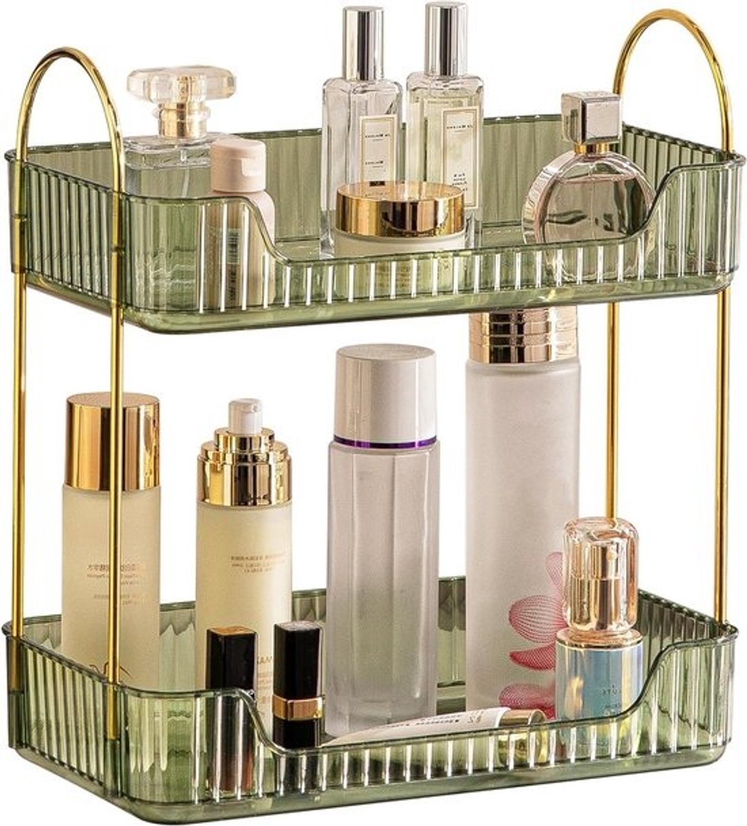 Cosmetic Stand Perfume Organizer for Bathroom (2 Layers Green)