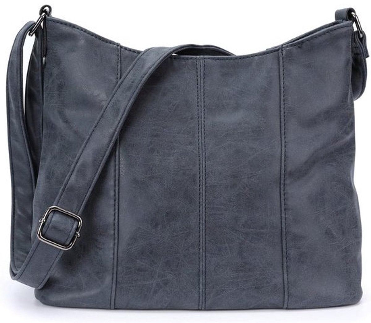 Vintage Look Schoudertas Dames - Hobo Hengseltas met Veel Vakken en Ritssluiting