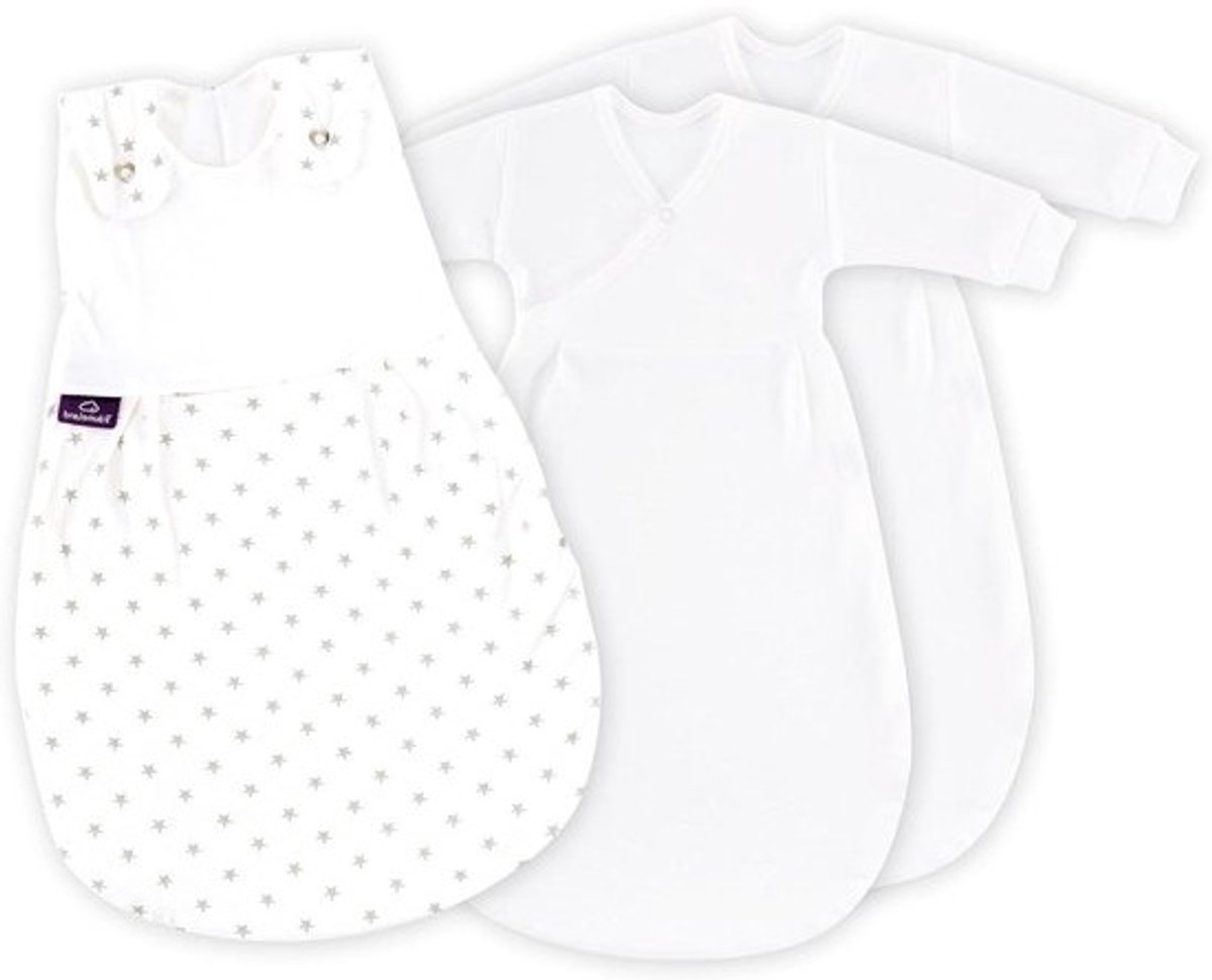 Babyslaapzak Set - Trappelzak 3-delig - Veilig Slapen - Dubbel Regelbare Ventilatie - Maat 68/74 - Sterretjesgrijs