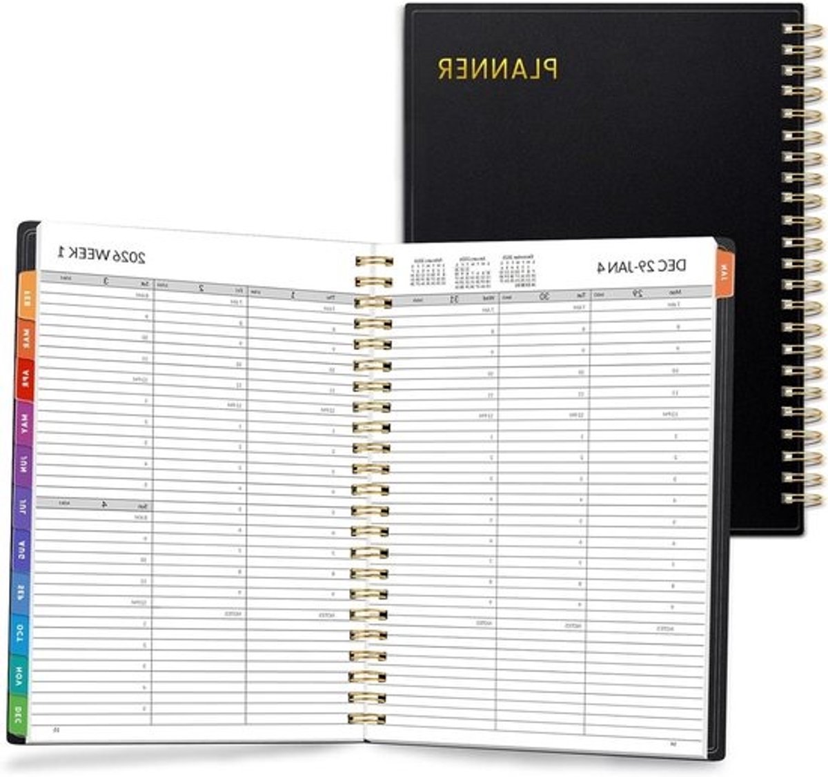 Academische Planner - Afsprakenboek Agenda - Planning Maken - Elk Uur Gedetailleerd - 163 cm x 211 cm - Zwart