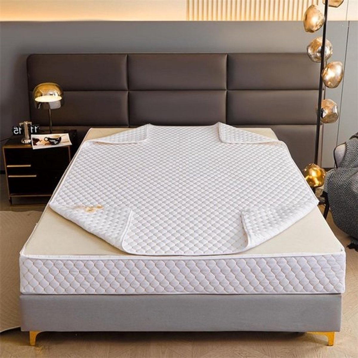 Matrasbeschermer - Matrashoes Oplegger - Matras Beschermen - 360 graden ritssluiting - 70 x 200 + 5 cm - Wit