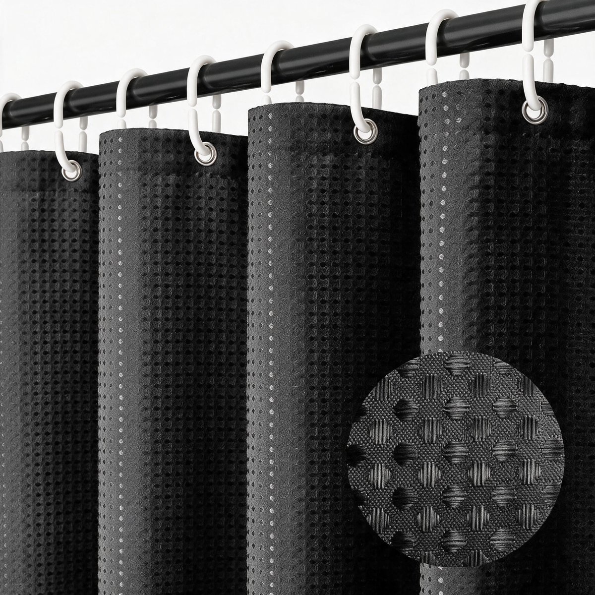 BOTC Douchegordijn Anti Schimmel - 180x200cm - Inclusief ringen - Met gewichtsband - Premium kwaliteit - Waterdicht
