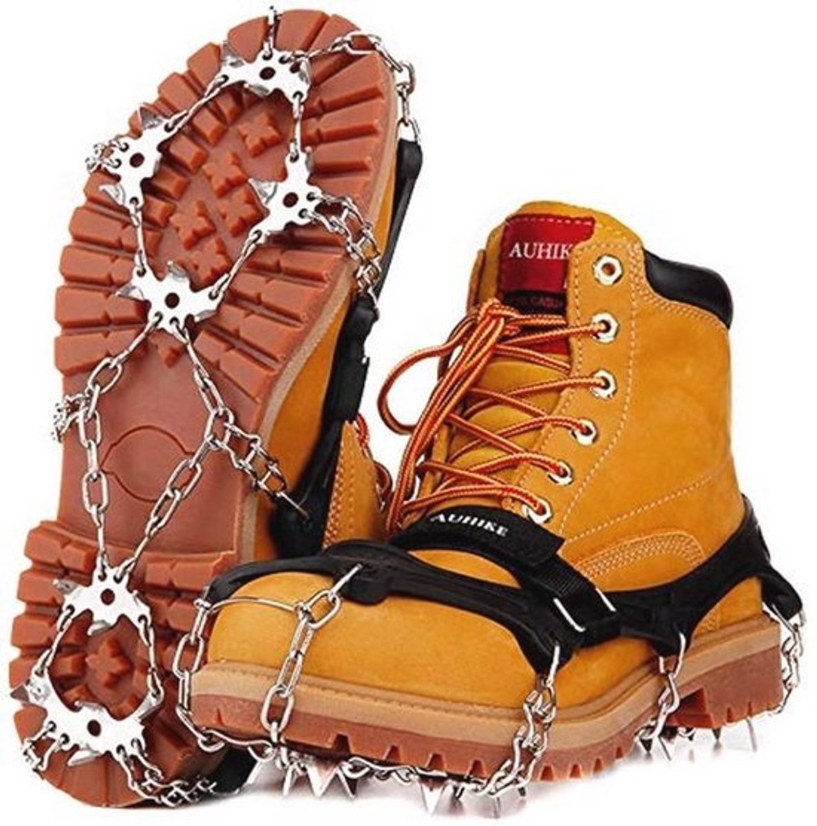 Ice Cleats en Crampons voor Schoenen - Anti Slip, 19 RVS Spikes voor Wandelen en Bergbeklimmen - Veilig voor Ijzige en Besneeuwde Terrein