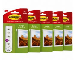 3M Command Picture Hanging Strips Large – 5-Pack – 10 Ophangstrips – Tot 3,5 kg – Zonder Boren – Voor Fotolijsten en Schilderijen