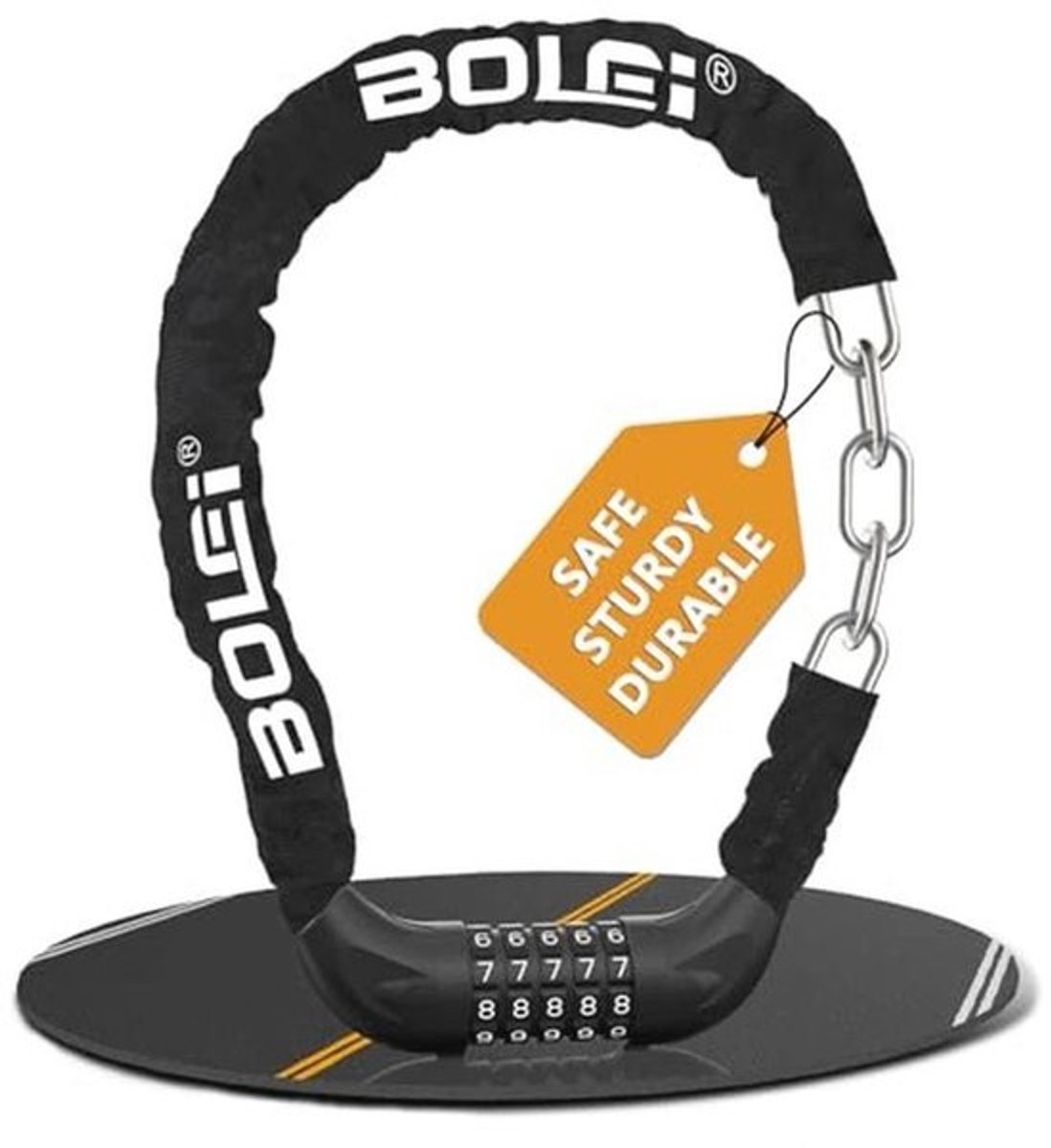 Bicycle Lock with 5-Digit Code - Anti-Theft Lock for Bikes, E-Bikes, Doors and Fences