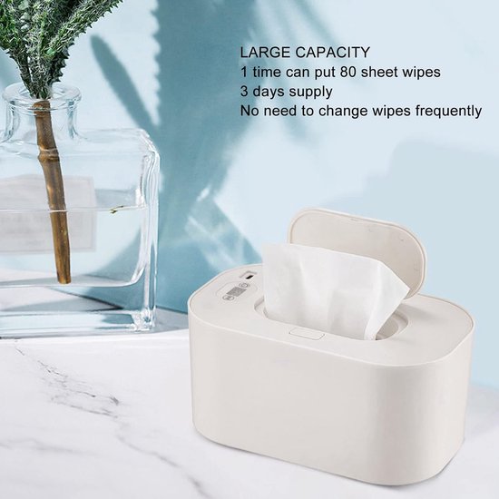 Vochtige Doekjes Warmer - Babydoekjes Dispenser - Comfortabel Gebruik - Uniforme Verwarming - Grote Capaciteit - Wit — afbeelding 3
