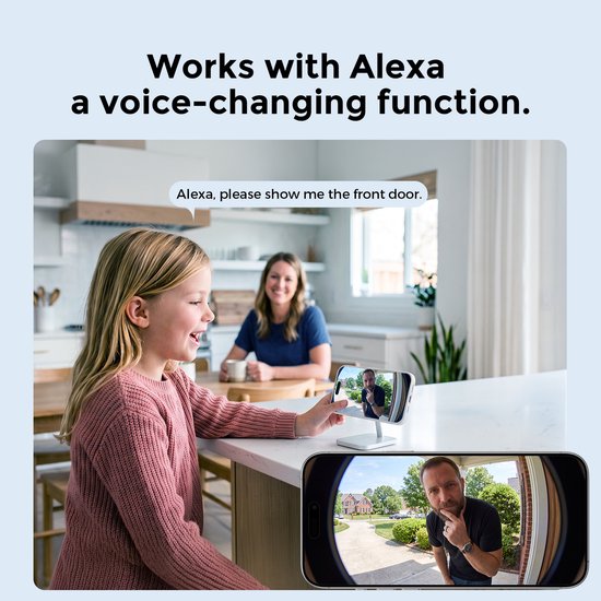 ieGeek Video Deurbel Camera - 3MP 2K HD - 2-Weg-Audio - 16 inch Nachtzicht - Slimme Videodeurtelefoon Wi-Fi Inclusief Chime - Waterdicht - Compatibel met Alexa — afbeelding 2
