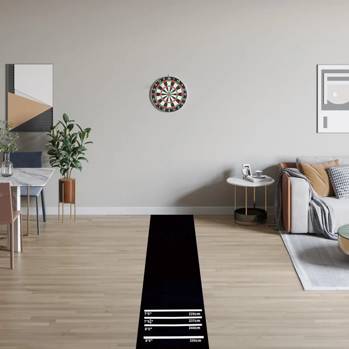 Verspringmat, antislipmat, tapijtmat van 300 x 61 cm, ter bescherming van de vloer.