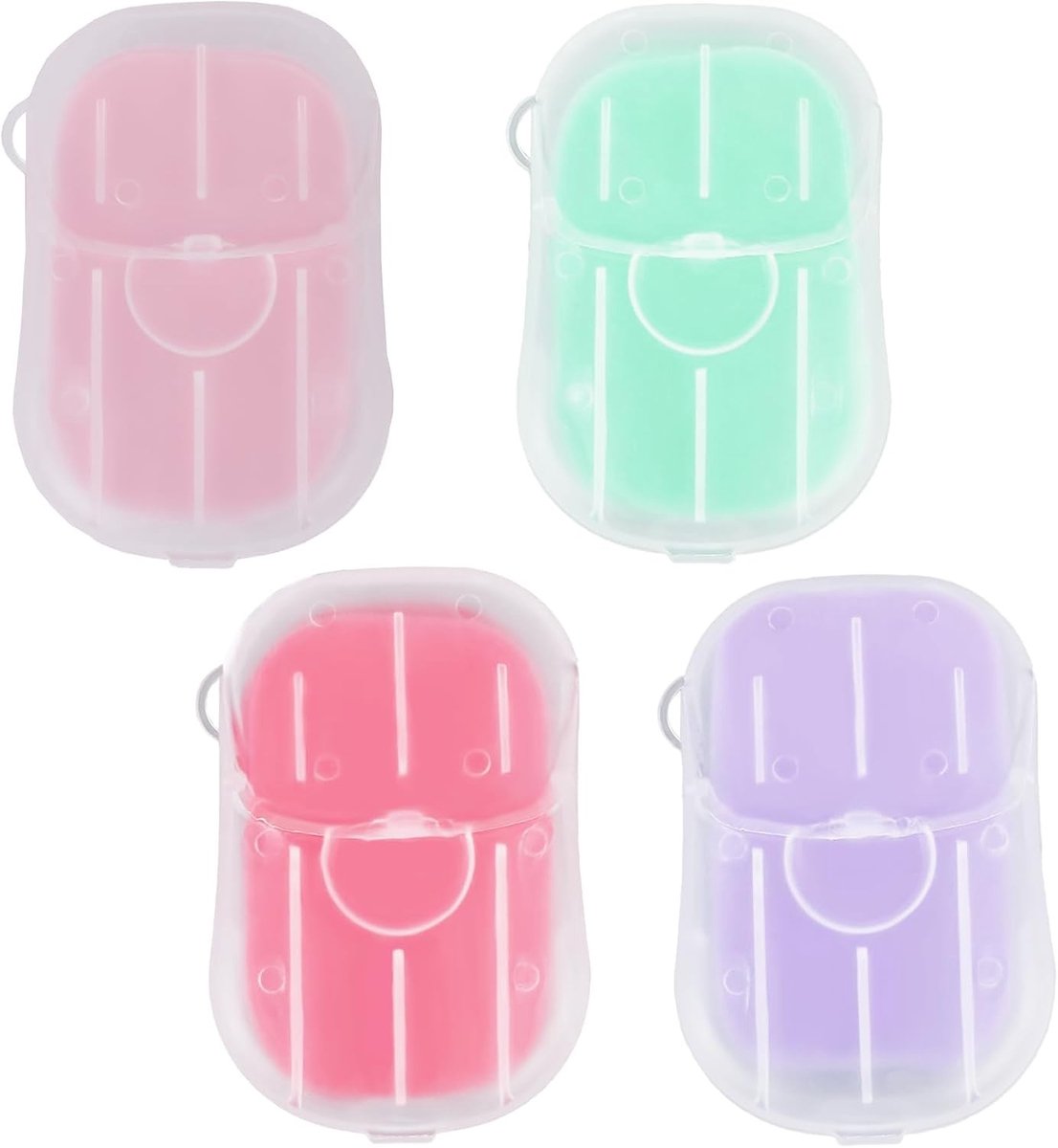 300 Mini Reisset Papieren Zeepbladen - Draagbare Zeep in Plastic Doos voor Kamperen, Outdoor en Hiking