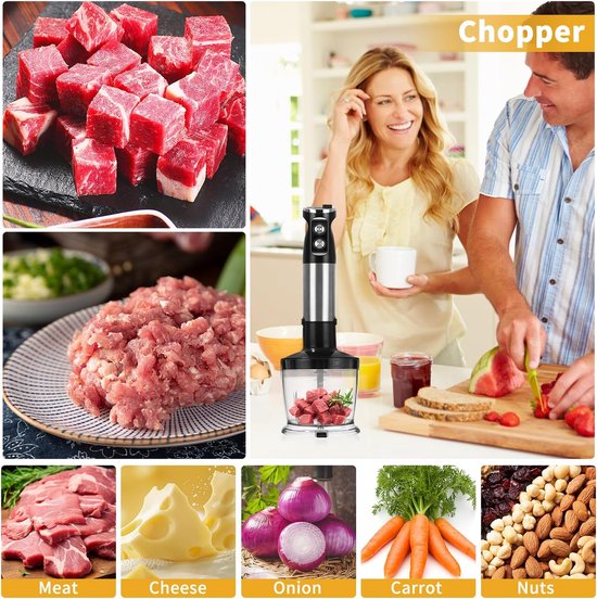 Hand Blender Set - Keukenmixer Staafmixer - Maaltijden Bereiden - 6-in-1 Functionaliteit - 700 ml - Zwart — afbeelding 5