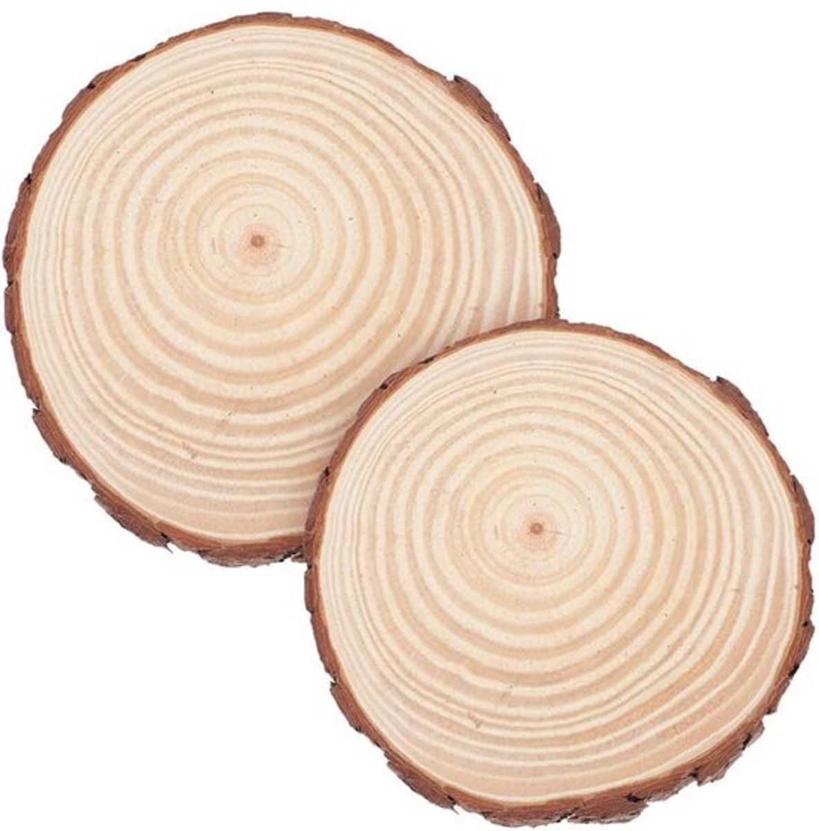Houten Tuinstenen - Decoratieve Stapstenen - Buitenpad Decoratie - Natuurlijk Houtmateriaal - 25x25x2 cm - Beige