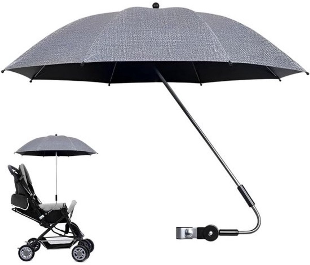 UV Beschermende Parasol voor Kinderwagens, Universele Buggy Parasol met Diameter 82 cm, Ideaal voor Rond en Ovaal Buizen