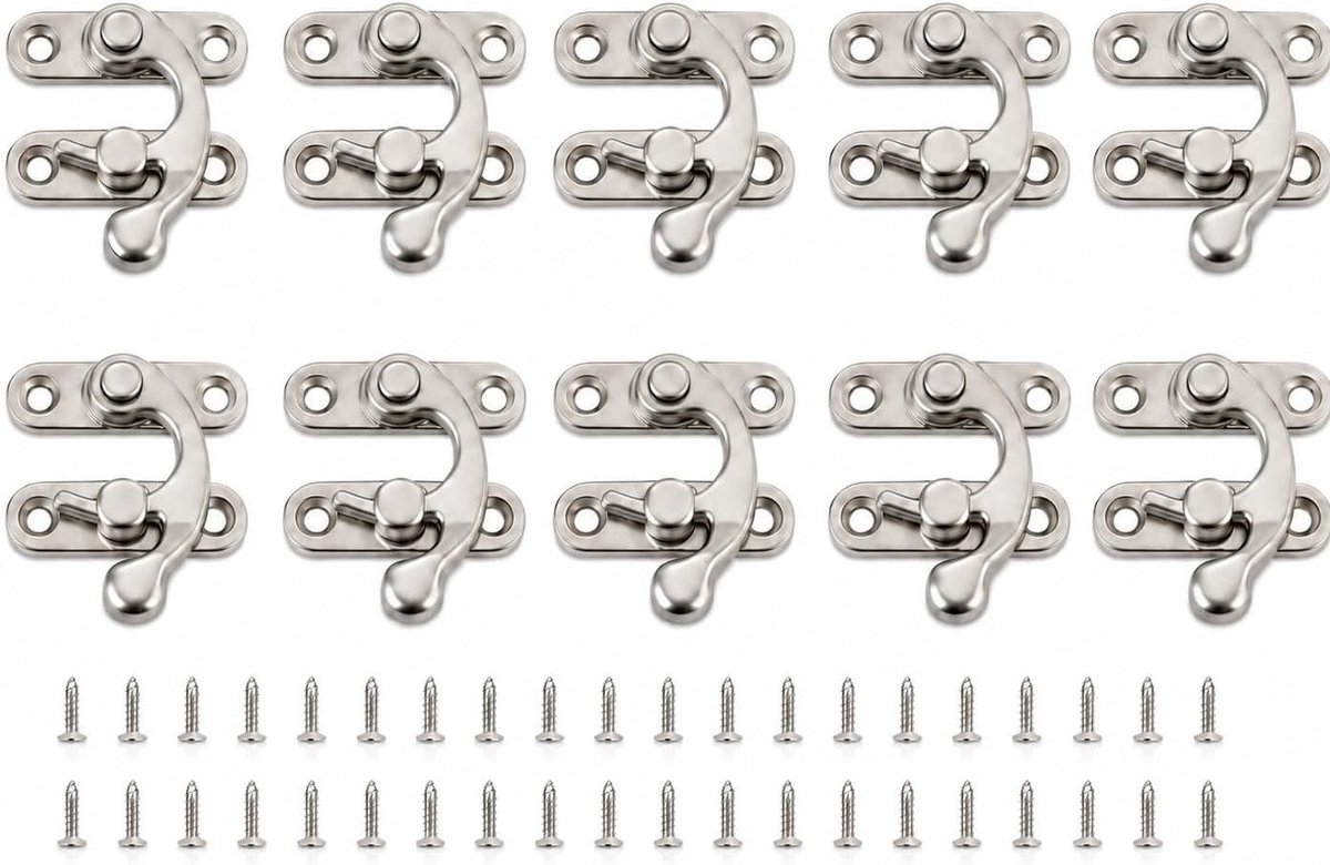 Set van 10 rechte, snel los te maken vintage kleine haakjes voor houten dozen, metaalhaak, vervanging voor DIY projecten en autoaccessoires